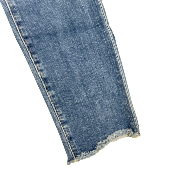 Frame Denim Le Skinny de Jeanne whiskered frayed hem mid tone jeans USA made 26 - Picture 5 of 8